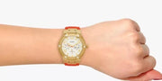  Shop Authentic Guess Jet Setter Golden Dial Orange Rubber Watch For Women - W0564L2 - Luxxuri