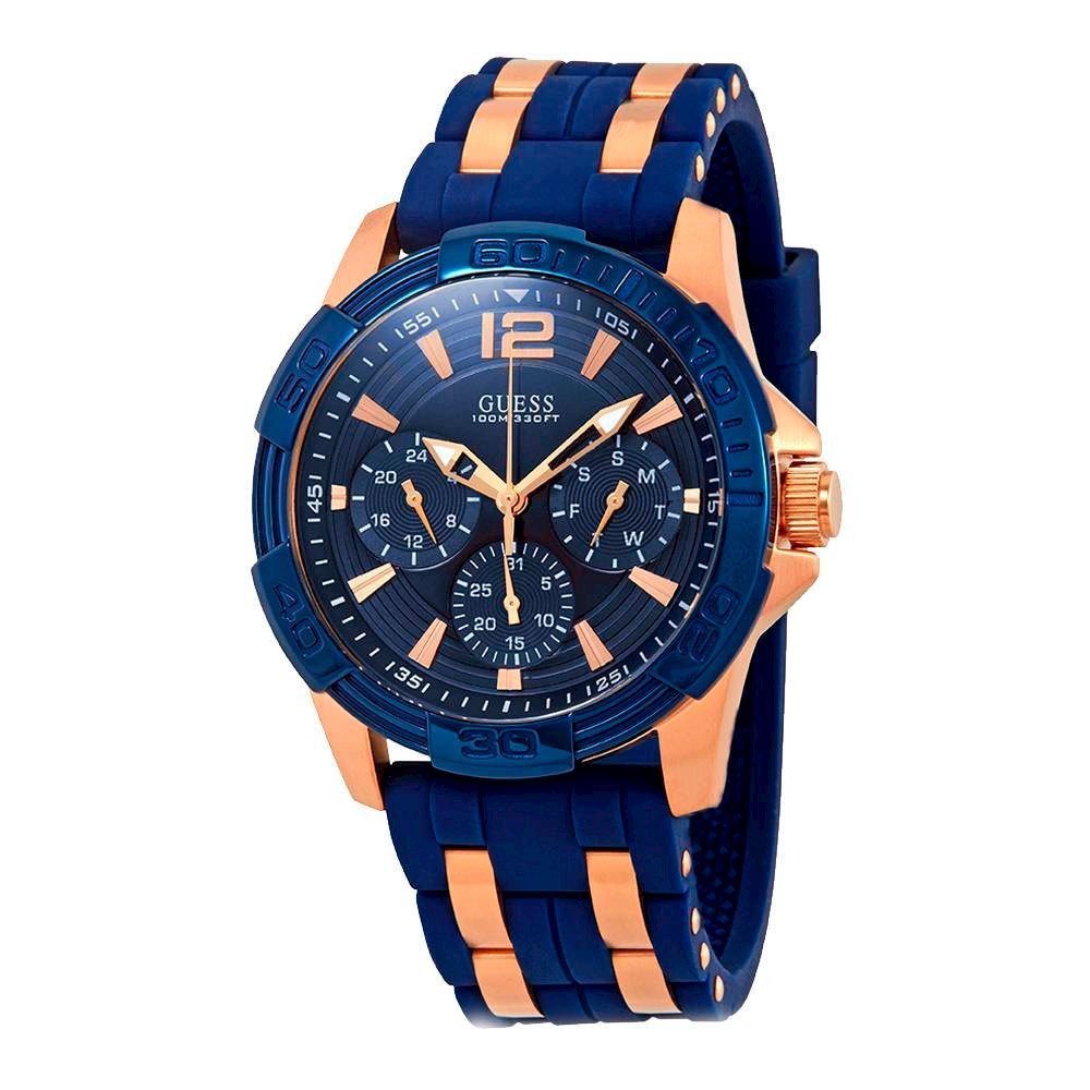  Shop Authentic Guess Oasis Blue Dial Blue & Rose Gold Stainless Steel Strap Watch For Men - W0366G4 - Luxxuri