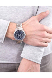  Shop Authentic Guess Horizon Chronograph Blue Dial Two Tone Steel Strap Watch For Men - W0379G7 - Luxxuri