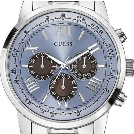  Shop Authentic Guess Horizon Chronograph Quartz Blue Dial Silver Steel Strap Watch for Men - W0379G6 - Luxxuri