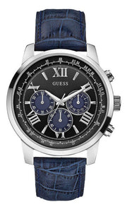  Shop Authentic Guess Horizon Chronograph Quartz Black Dial Blue Leather Strap Watch For Men - W0380G3 - Luxxuri