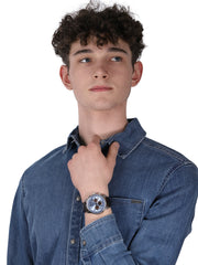  Shop Authentic Guess Horizon Chronograph Analog Blue Dial Brown Leather Strap Watch For Men - W0380G6 - Luxxuri