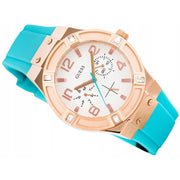  Shop Authentic Guess Jet Setter White Dial Turquoise Silicone Strap Watch For Women - W0564L3 - Luxxuri