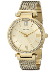  Shop Authentic Guess Soho Champagne Dial Stainless Steel Mesh Bracelet Watch For Women - W0638L2 - Luxxuri
