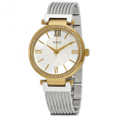  Shop Authentic Guess Soho Diamonds Silver Dial Silver Mesh Bracelet Watch for Women - W0638L7 - Luxxuri