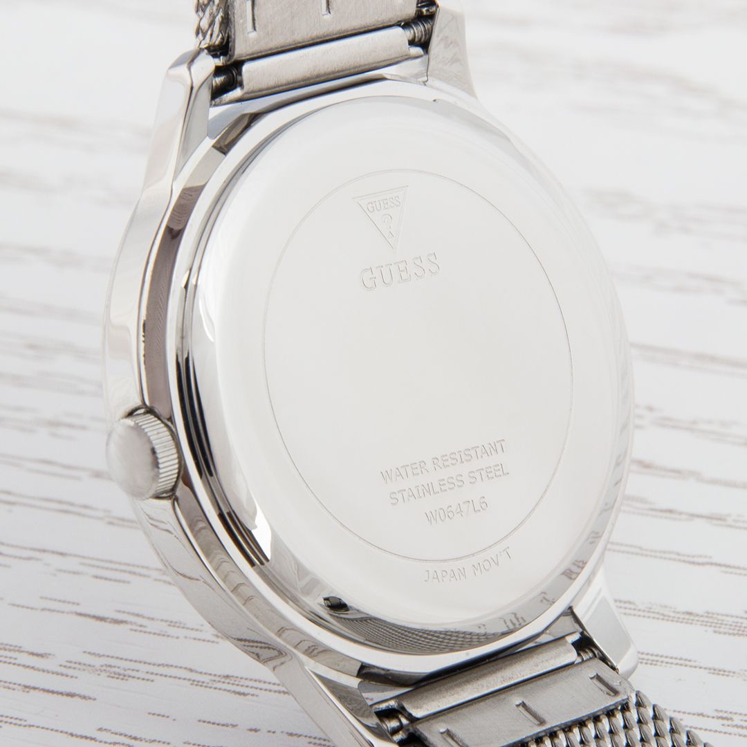  Shop Authentic Guess Chelsea Quartz Silver Dial Silver Mesh Strap Watch For Women - W0647L6 - Luxxuri