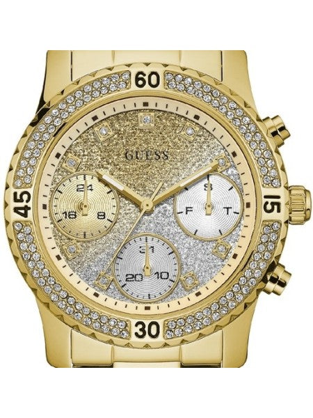  Shop Authentic Guess Confetti Diamonds Silver Dial Gold Steel Strap Watch for Women - W0774L5 - Luxxuri