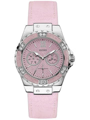  Shop Authentic Guess Limelight Quartz Diamonds Pink Dial Pink Denim Strap Watch For Women - W0775l15 - Luxxuri