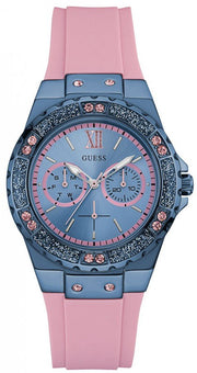  Shop Authentic Guess Limelight Blue Dial Pink Rubber Strap Watch For Women - W0775L5 - Luxxuri