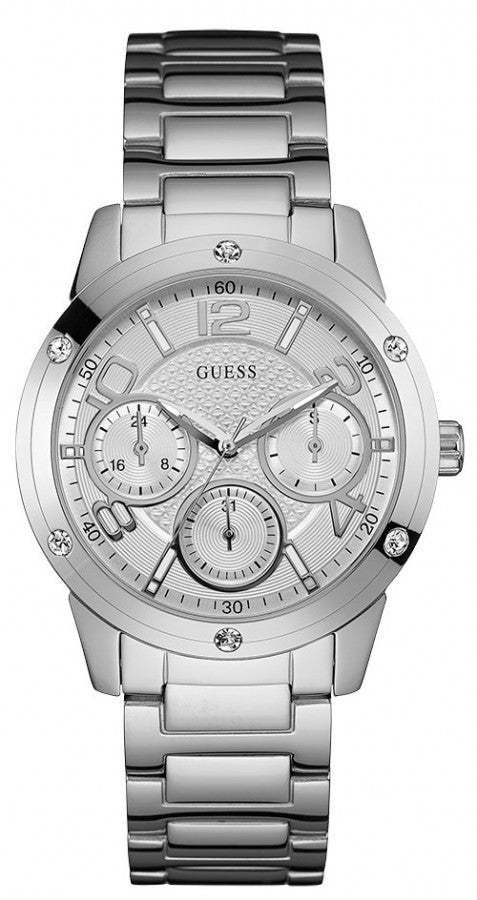  Shop Authentic Guess Confetti Silver Dial Silver Steel Strap Watch for Women - W0778L1 - Luxxuri