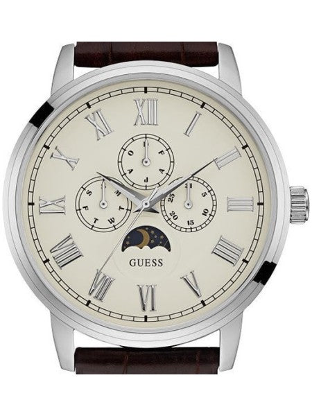  Shop Authentic Guess Delancy Quartz White Dial Brown Leather Strap Watch For Men - W0870G1 - Luxxuri