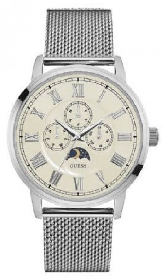  Shop Authentic Guess Delancy White Dial Silver Mesh Bracelet Watch for Men - W0871G4 - Luxxuri