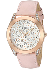  Shop Authentic Guess Wonderlust Beige Dial Pink Leather Strap Watch for Women - W1065L1 - Luxxuri