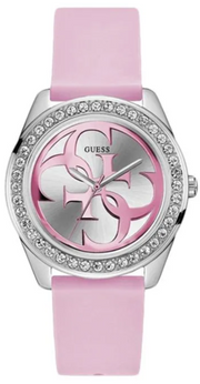  Shop Authentic Guess G-Twist Diamonds Silver Dial Pink Rubber Strap Watch for Women - W1240L1 - Luxxuri