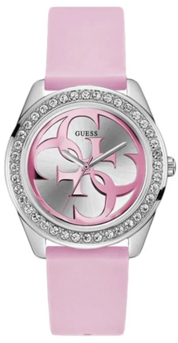  Shop Authentic Guess G-Twist Diamonds Silver Dial Pink Rubber Strap Watch for Women - W1240L1 - Luxxuri