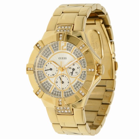  Shop Authentic Guess Vista Diamonds Gold Dial Gold Steel Strap Watch for Women - W13573L1 - Luxxuri