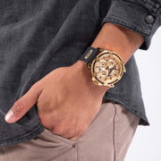  Shop Authentic Guess King Quartz Crystals Gold Dial Black Silicone Strap Watch For Men - GW0537G2 - Luxxuri