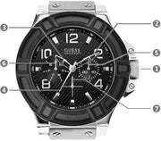  Shop Authentic Guess Indovina Quartz Black Dial Black Leather Strap Watch For Men - W0040G9 - Luxxuri