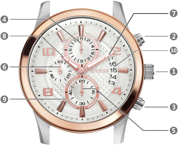  Shop Authentic Guess Exec Chronograph White Dial Two Tone Steel Strap Watch for Men - W0075G2 - Luxxuri