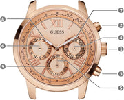  Shop Authentic Guess Sunrise Quartz Rose Gold Dial Rose Gold Steel Strap Watch For Women - W0330L2 - Luxxuri