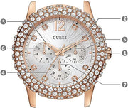  Shop Authentic Guess Dazzler Diamonds Silver Dial Rose Gold Steel Strap Watch for Women - W0335L3 - Luxxuri