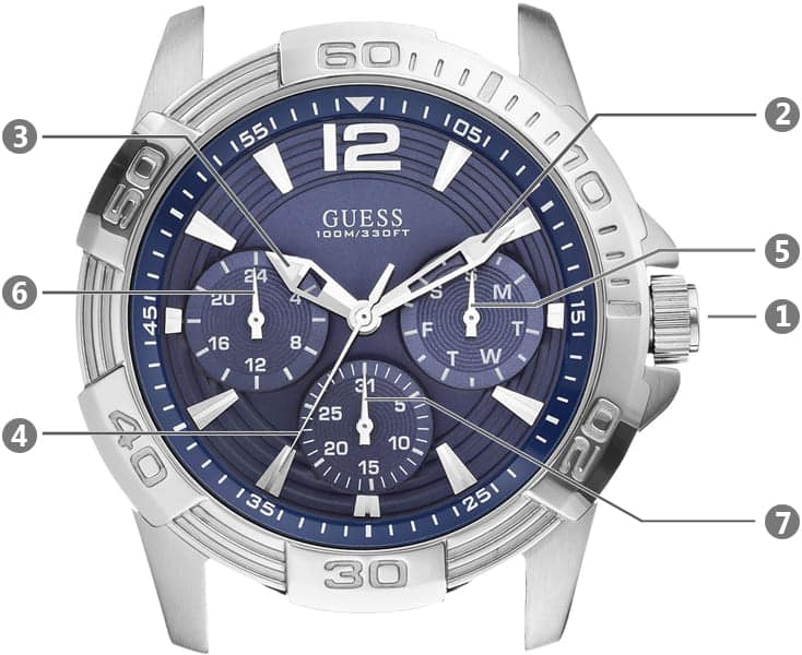  Shop Authentic Guess Oasis Multifunction Blue Dial Two Tone Steel Strap Watch for Men- W0366G2 - Luxxuri