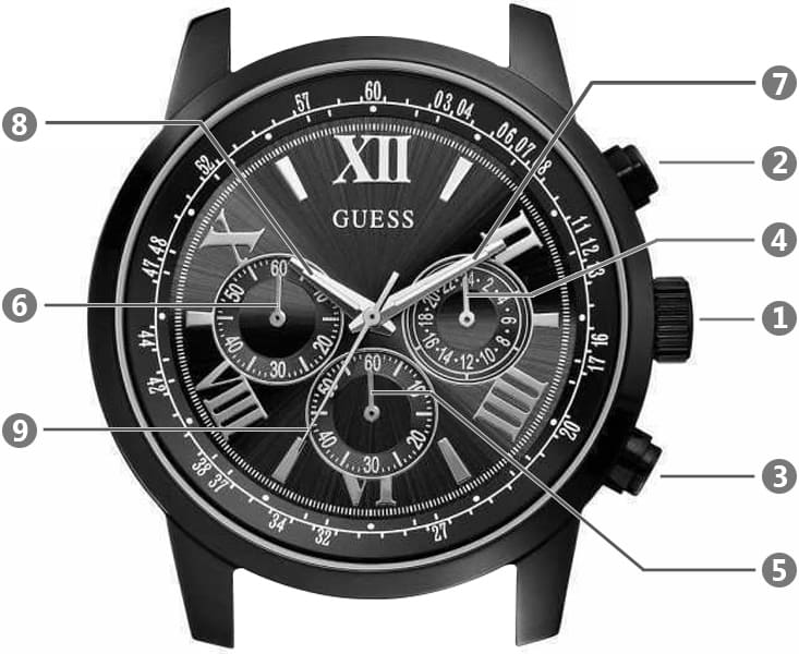  Shop Authentic Guess Horizon Chronograph Black Dial Black Steel Strap Watch For Men - W0379G2 - Luxxuri