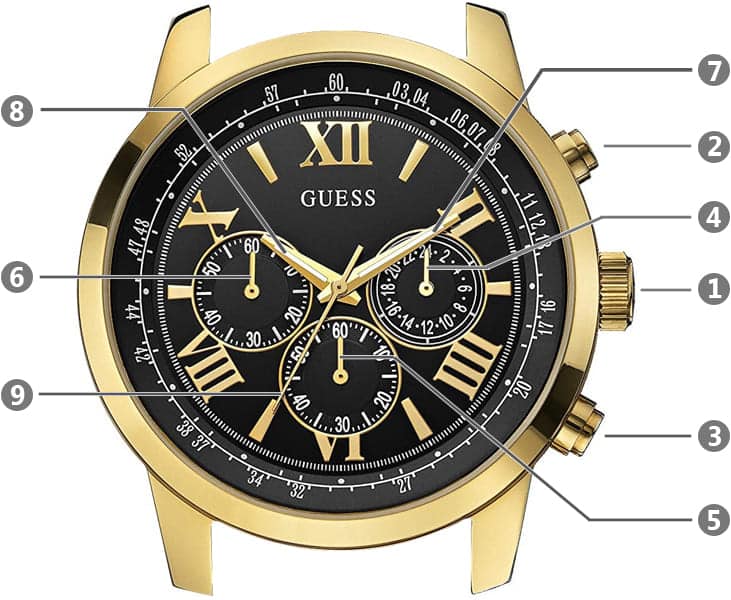  Shop Authentic Guess Horizon Chronograph Quartz Black Dial Black Leather Strap Watch For Men - W0380G7 - Luxxuri