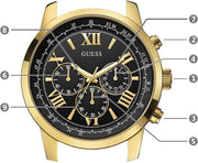  Shop Authentic Guess Horizon Chronograph Quartz Black Dial Black Leather Strap Watch For Men - W0380G7 - Luxxuri