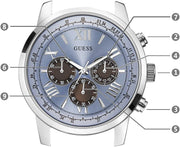  Shop Authentic Guess Horizon Chronograph Quartz Blue Dial Silver Steel Strap Watch for Men - W0379G6 - Luxxuri