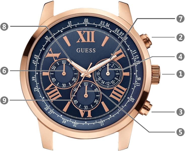  Shop Authentic Guess Horizon Chronograph Blue Dial Blue Leather Strap Watch For Men - W0380G5 - Luxxuri