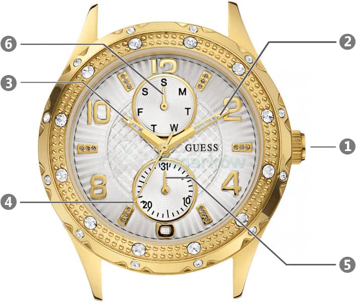  Shop Authentic Guess Siren Diamonds Silver Dial Gold Steel Strap Watch for Women - W0442L2 - Luxxuri