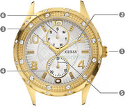  Shop Authentic Guess Siren Diamonds Silver Dial Gold Steel Strap Watch for Women - W0442L2 - Luxxuri