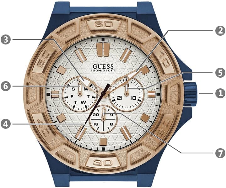  Shop Authentic Guess Force Multi Function White Dial Blue Leather Strap Watch For Men - W0674G7 - Luxxuri