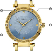  Shop Authentic Guess Park Avenue Blue Dial Gold Steel Strap Watch For Women - W0695L2 - Luxxuri