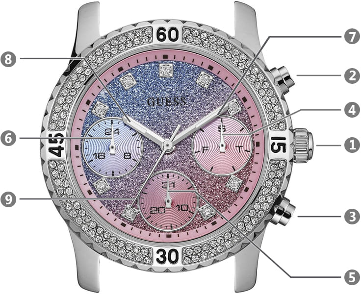  Shop Authentic Guess Confetti Multicolored Dial Silver Steel Strap Watch For Women - W0774L1 - Luxxuri