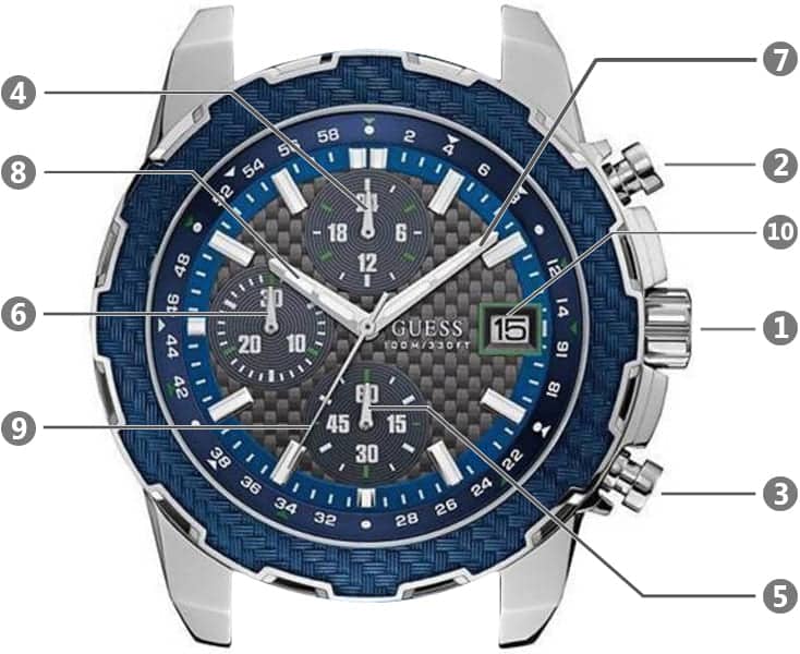  Shop Authentic Guess Octane Chronograph Blue Dial Two Tone Steel Strap Watch for Men - W1046G2 - Luxxuri