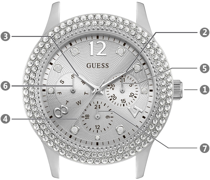  Shop Authentic Guess Bedazzle Diamonds Silver Dial Silver Steel Strap Watch For Women - W1097L1 - Luxxuri