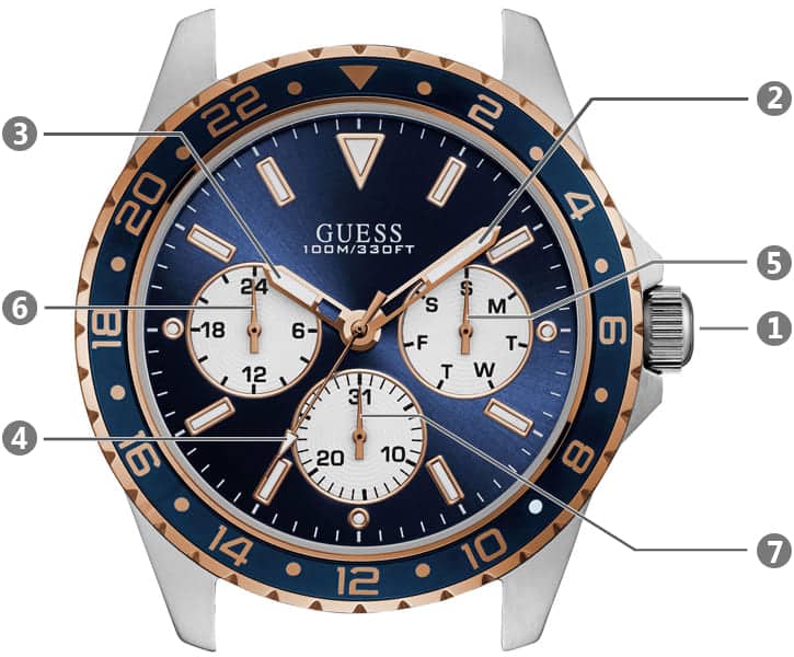  Shop Authentic Guess Odyssey Multifunction Blue Dial Blue Rubber Strap Watch For Men - W1108G4 - Luxxuri