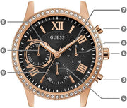  Shop Authentic Guess Solar 40mm Black & Rose Gold Dial Black Rubber Strap Watch For Women - W1135L4 - Luxxuri