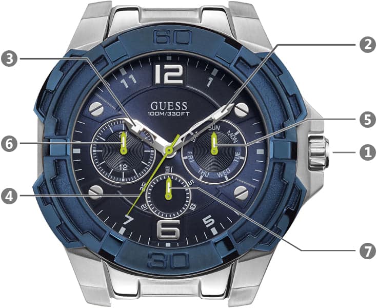  Shop Authentic Guess Genesis Multi Function Analog Blue Dial Blue Rubber Strap Watch For Men - W1254G1 - Luxxuri