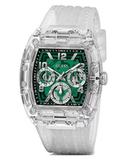  Shop Authentic Guess Phoenix Quartz Green Dial Transparent Silicone Strap Watch For Men - GW0499G8 - Luxxuri