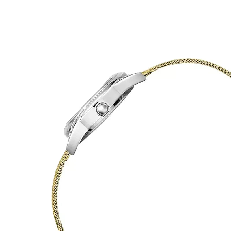  Shop Authentic Guess Whisper Silver Dial Gold Mesh Bracelet Watch for Women - W1084L2 - Luxxuri