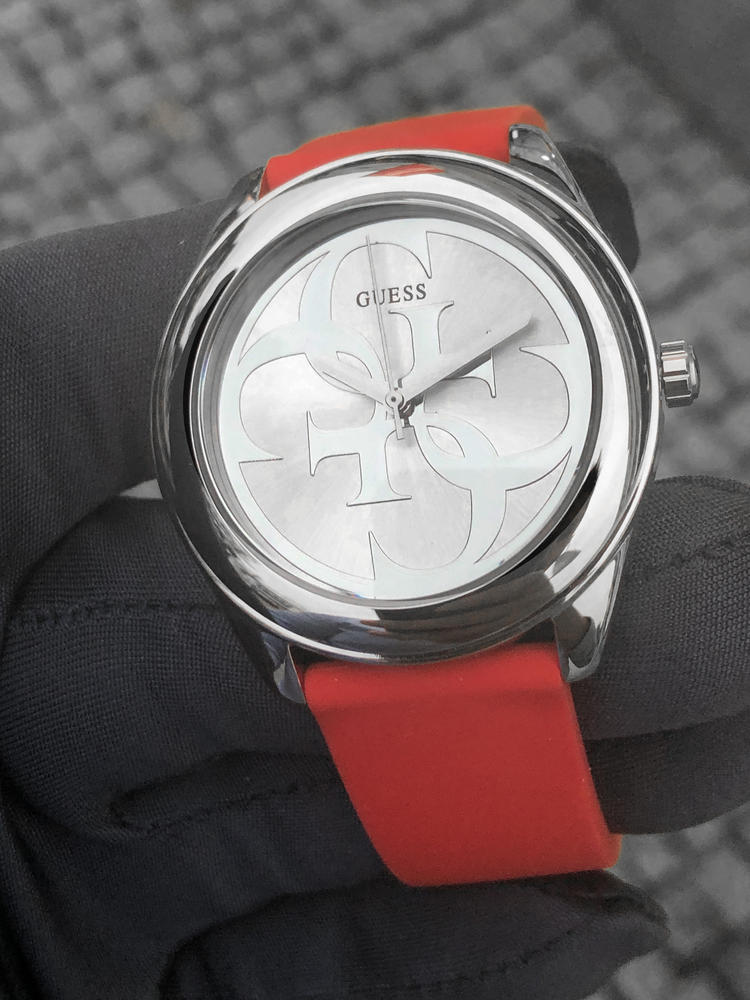  Shop Authentic Guess G-Twist Silver Dial Red Rubber Strap Watch for Women - W0911L9 - Luxxuri