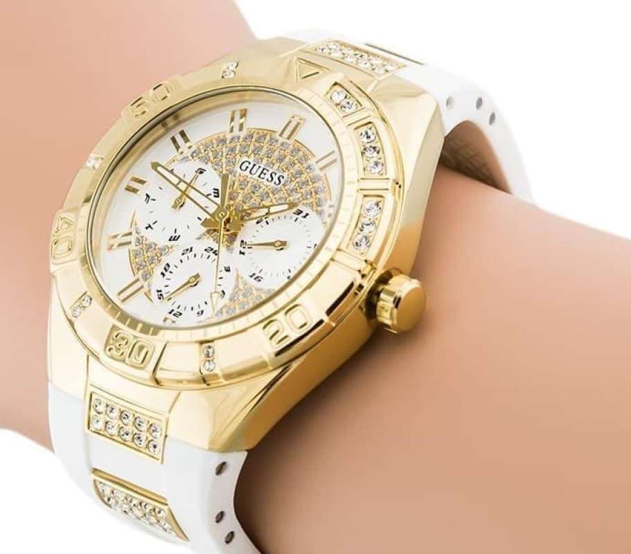  Shop Authentic Guess Luna Diamonds White Dial White Rubber Strap Watch for Women - W0653L3 - Luxxuri