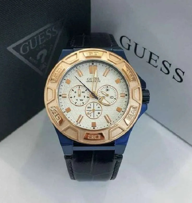  Shop Authentic Guess Force Multi Function White Dial Blue Leather Strap Watch For Men - W0674G7 - Luxxuri