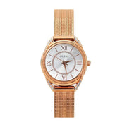  Shop Authentic Guess Whisper Silver Dial Rose Gold Mesh Bracelet Watch for Women - W1084L3 - Luxxuri