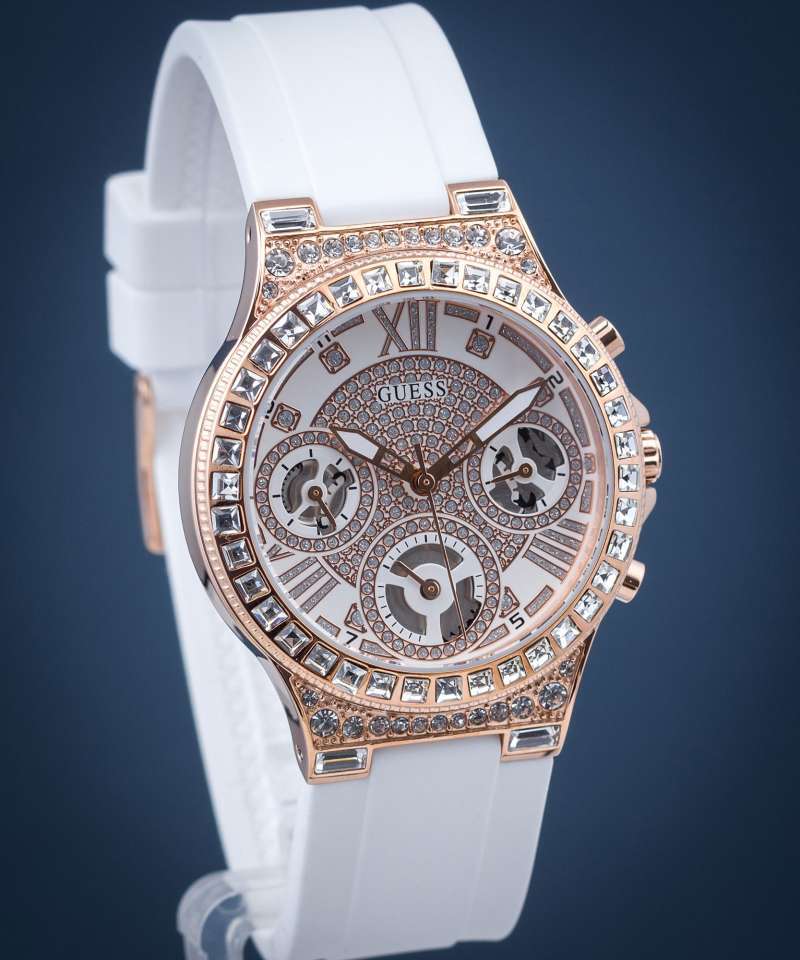  Shop Authentic Guess Moonlight Diamonds White Dial White Rubber Strap Watch for Women - GW0257L2 - Luxxuri