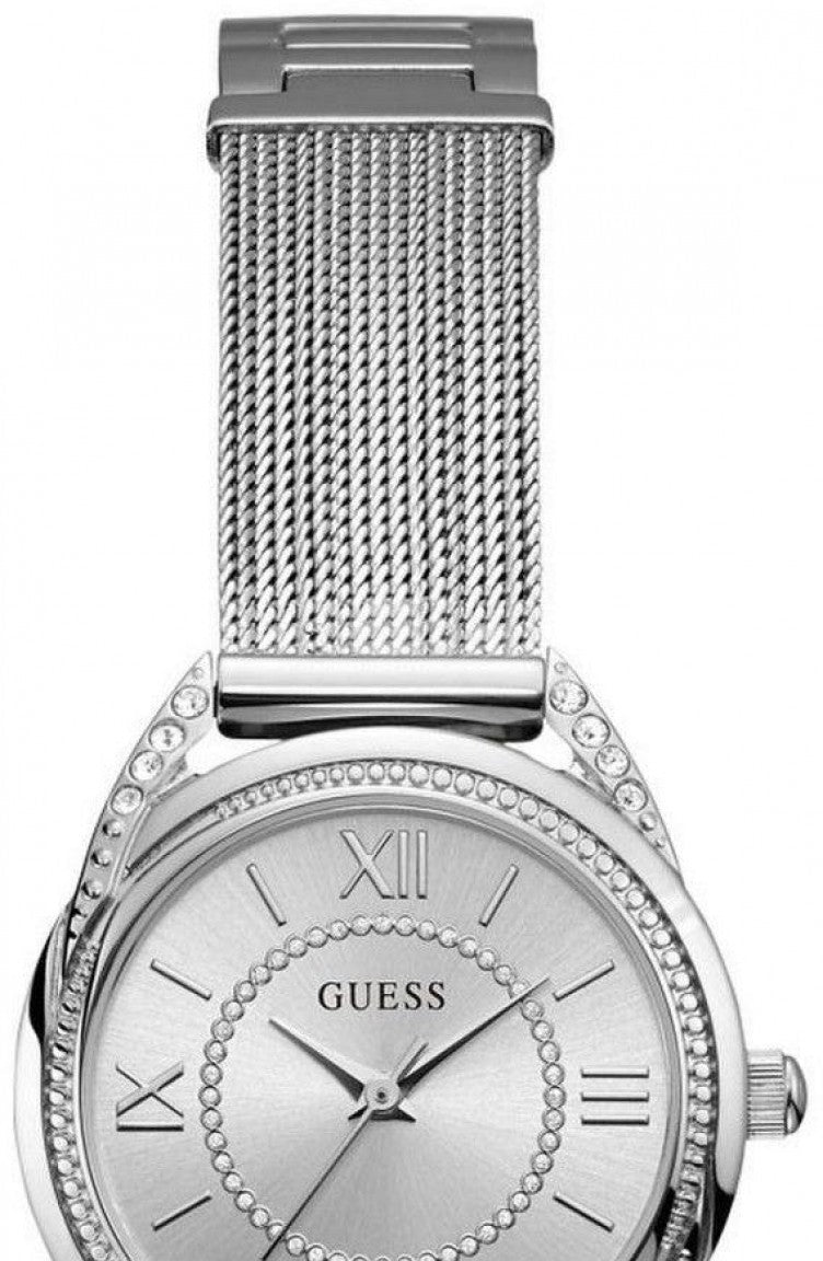  Shop Authentic Guess Whisper Silver Dial Silver Mesh Bracelet Watch for Women - W1084L1 - Luxxuri