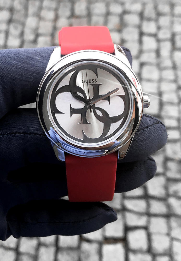  Shop Authentic Guess G-Twist Silver Dial Red Rubber Strap Watch for Women - W0911L9 - Luxxuri